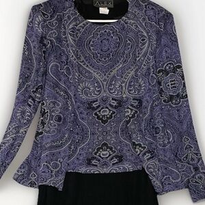 Alex Evenings Floral Sparkle Dress 2 Piece Purple Gown Sz 10 Mother Of The Bride